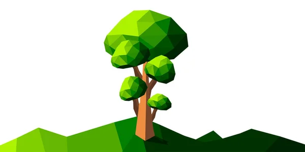 Polygonale Grüne Bäume Und Gras Isoliert Weißen Hintergrund Vektorillustration — Stockfoto