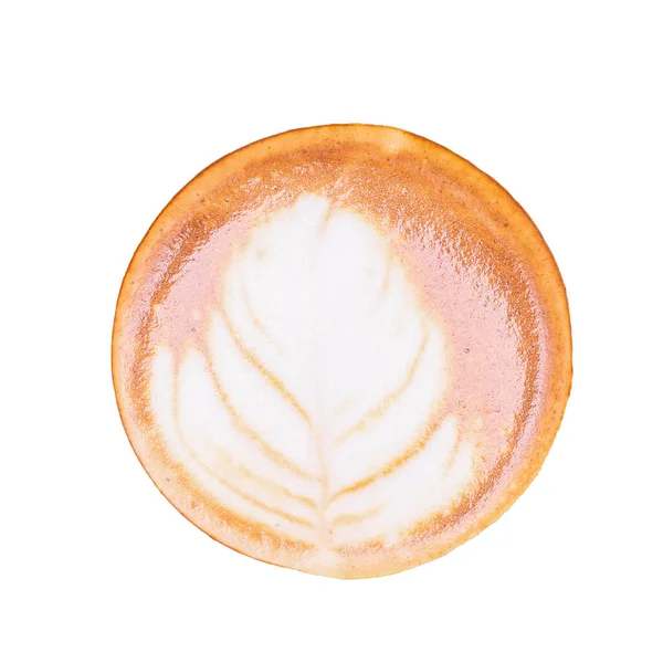 杯隔离白底热咖啡拿铁艺术 — 图库照片
