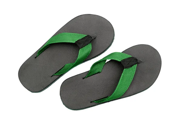 黑色和绿色翻底鞋孤立的白色背景 — 图库照片