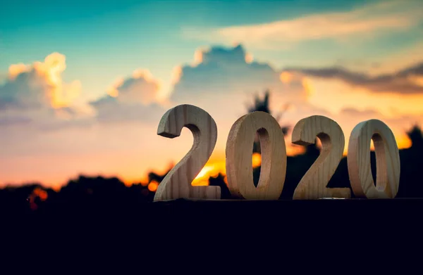2020 Boldog Évet Számot Felhő Szürkület Gyönyörű Természet — Stock Fotó