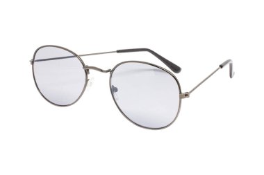 Moda yuvarlak gözlükleri klasik siyah beyaz renkli baloncuk izole edilmiş arkaplan.