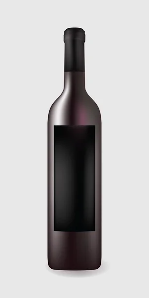 Botella de vino tinto con etiqueta en blanco diseño de maqueta vector . — Vector de stock