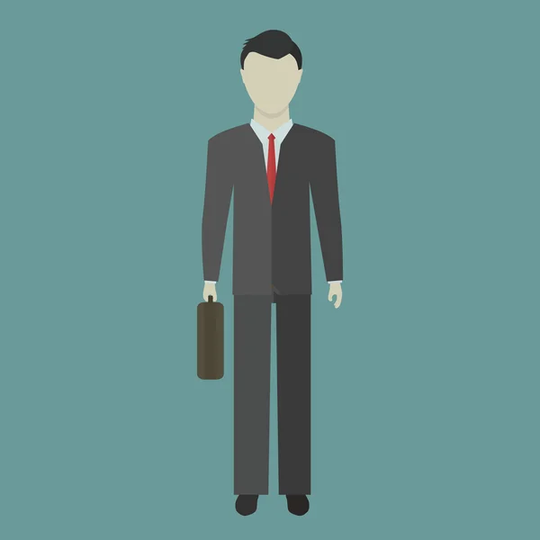 Isolated businessman holding a briefcase in his right hand modern flat design vector. — Stock Vector