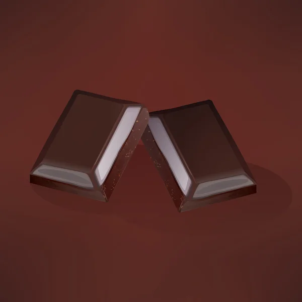 Zwei Schokoladenstücke hohe Detail-Vektorillustration. — Stockvektor