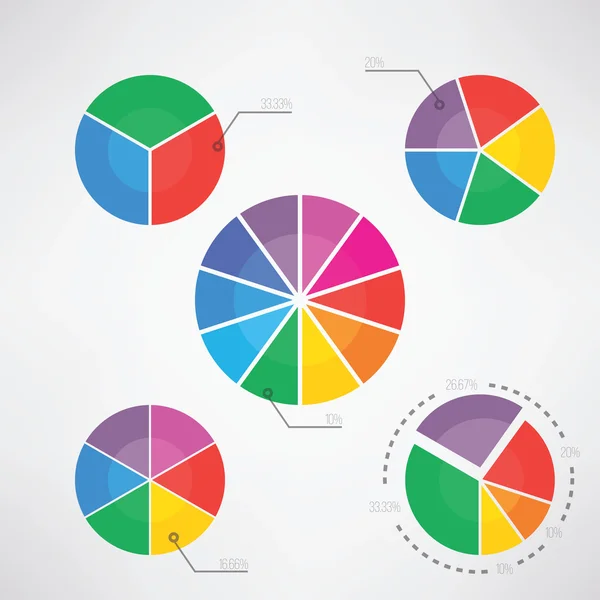 Gráficos de torta com percentagens — Vetor de Stock