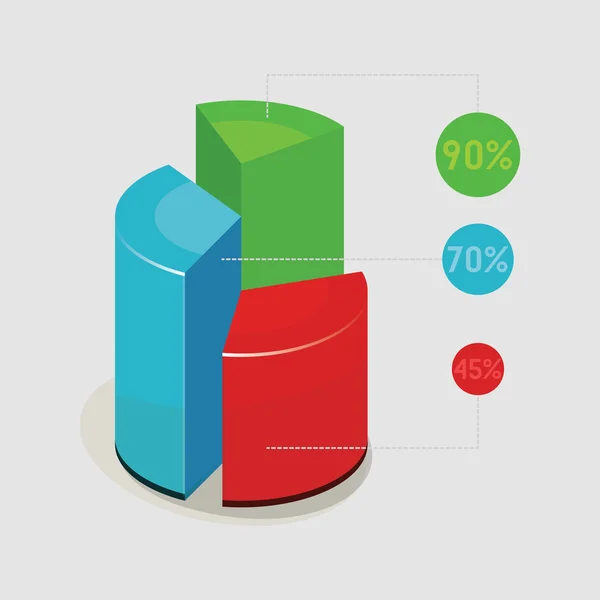 Grafico a torta verticale con visualizzazione percentuale — Vettoriale Stock