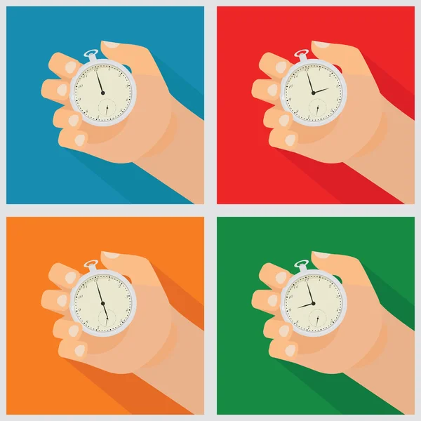 Mano sosteniendo un viejo reloj de bolsillo — Vector de stock