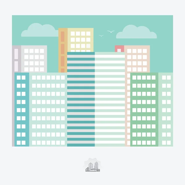 City illustration in flat style. — Stock Vector