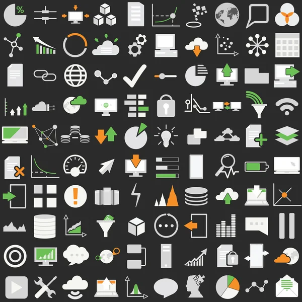 Conjunto de cien iconos tecnológicos — Vector de stock