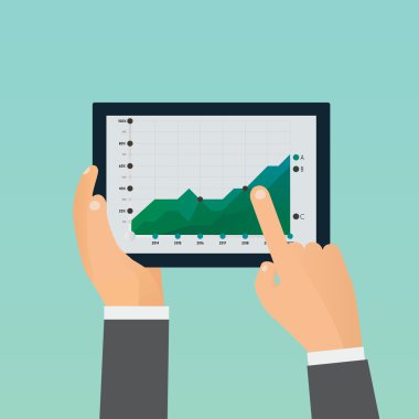 Bir grafik takvim gösteren bir el