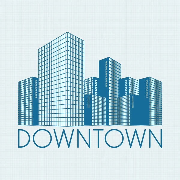 ダウンタウンのロゴの図. — ストックベクタ