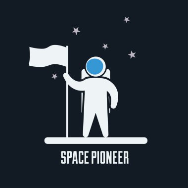 Bir bayrak ile ayakta astronot