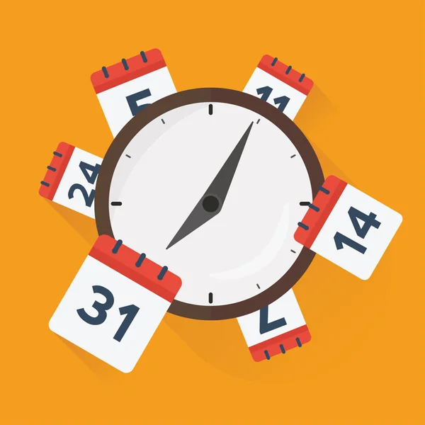 Relógio de parede com datas de calendário — Vetor de Stock