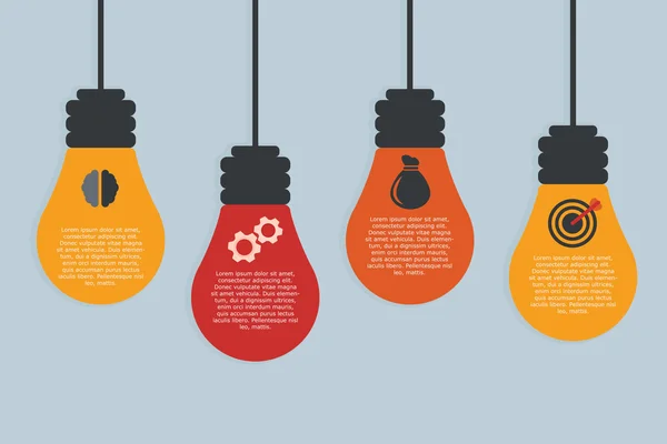 Four light bulbs in flat design — Stock Vector