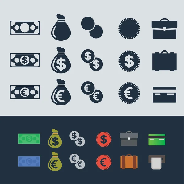 Geld icons set. — Stockvector