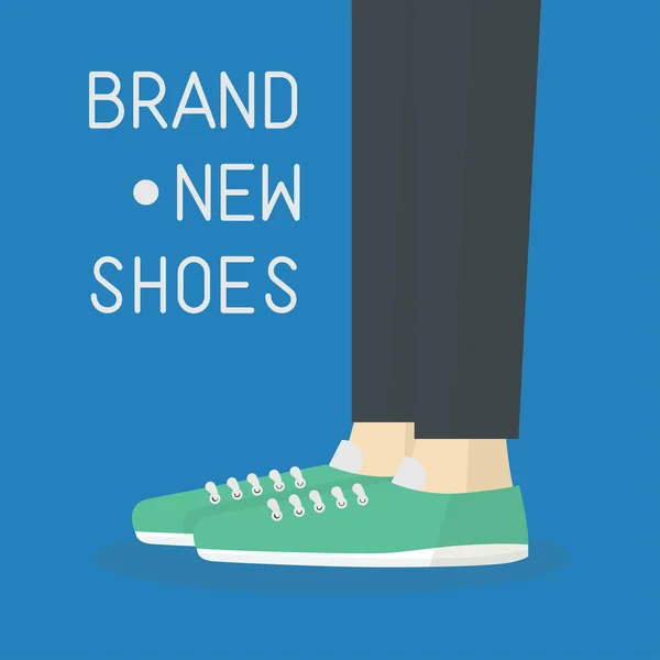 Brand new shoes on feet — Stock Vector