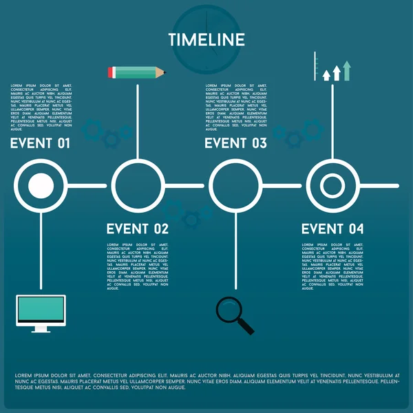 Tijdlijn met vier evenementen — Stockvector