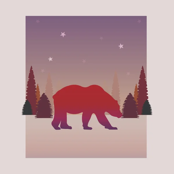 Bear roaming in the wild — Stock Vector