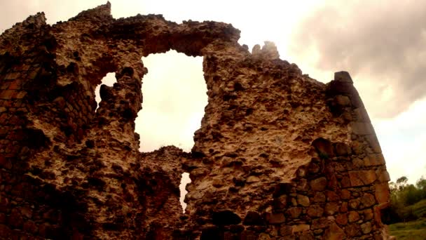 Castle of the knights of Templar the oldest in Transcarpathia castle ruins — Stock Video