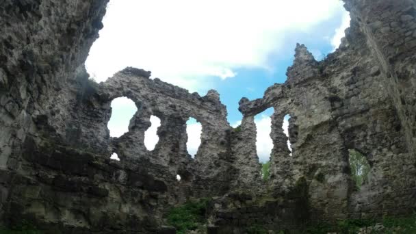 Kasteel van de ridders van de Tempeliers de oudste in Transcarpathia-burchtruïne — Stockvideo