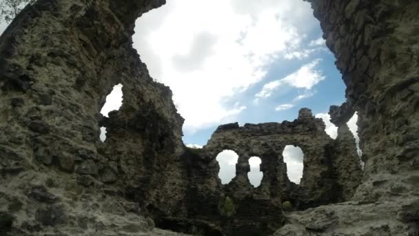 Castle of the knights of Templar the oldest in Transcarpathia castle ruins — Stock Video