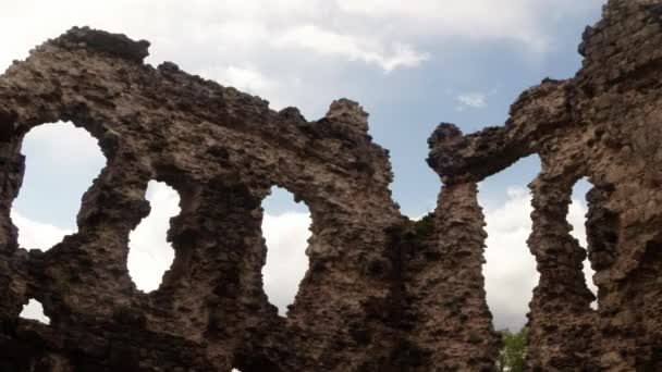 Castle, Knights Templar nejstarší v regionu Transcarpathia zříceniny hradu — Stock video