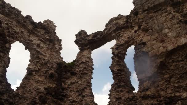 Castle of the knights of Templar the oldest in Transcarpathia castle ruins — Stock Video