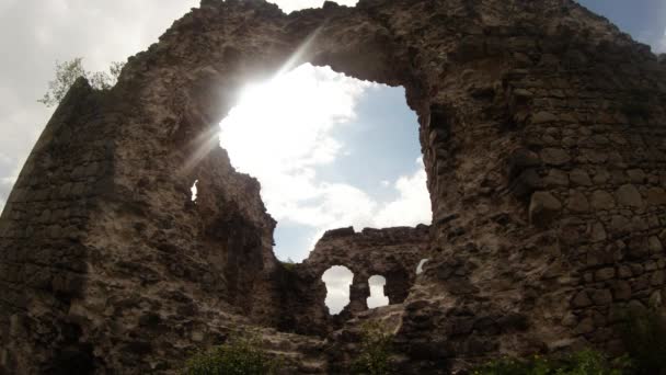Η κάστρο των Ιπποτών του ναού τα παλαιότερα στα ερείπια του Transcarpathia κάστρου — Αρχείο Βίντεο