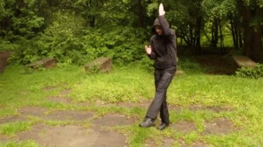 Öğretim antik sihirli Hint movementthe ilk serisi parkta gösterir: genel plan, orta atış, yakın çekim