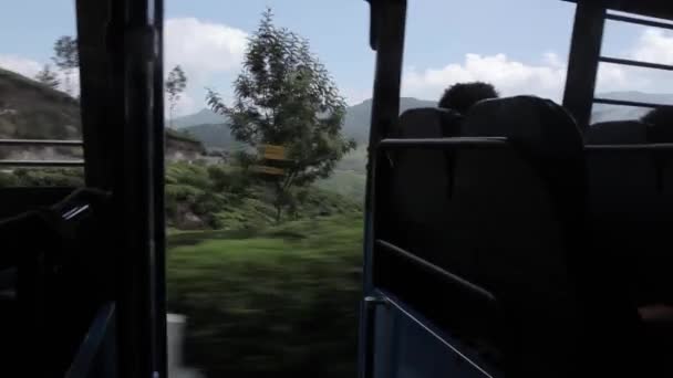 Riding on the bus through the tea plantations in Munnar , Kerala, India. — Stock Video