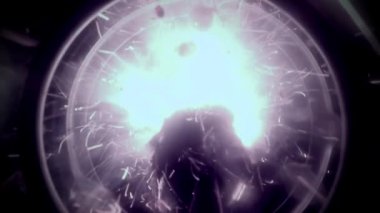 slow-motion footage of burning and explosion of gunpowder as space