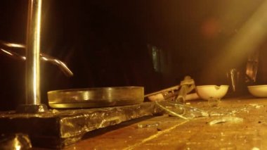 slow-motion footage of burning and explosion of gunpowder as space