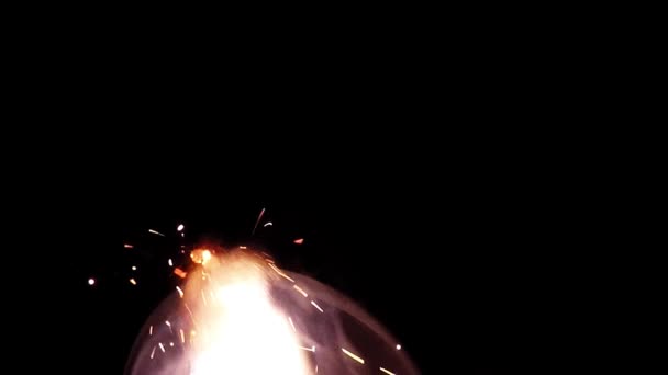 Slow-motion footage of burning and explosion of gunpowder as space — Stockvideo