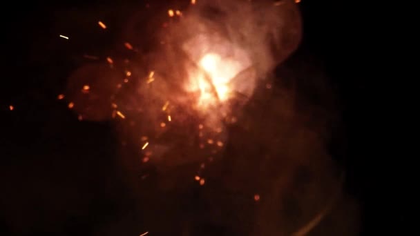 Slow-motion footage of burning and explosion of gunpowder as space — Stockvideo