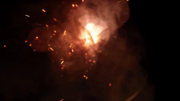 Slow-motion footage of burning and explosion of gunpowder as space — Wideo stockowe