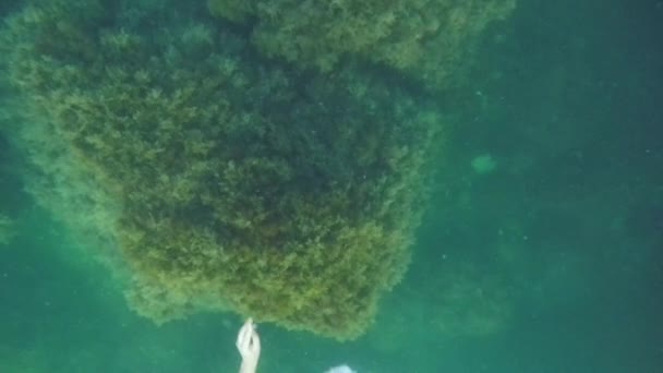 Mujer bajo el agua, cámara lenta — Vídeo de stock