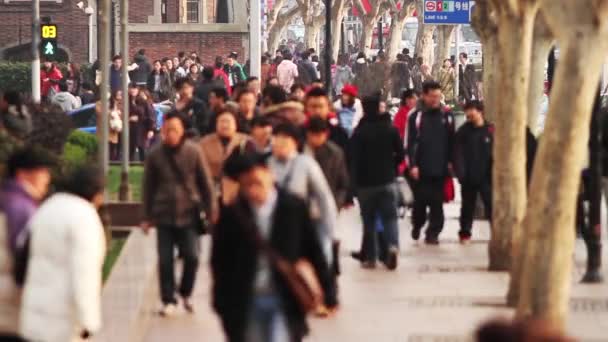 Зайнятий вуличний рух в Шанхаї — стокове відео