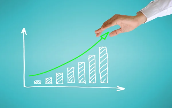 Frauen Hand und Geschäft Graph — Stockfoto