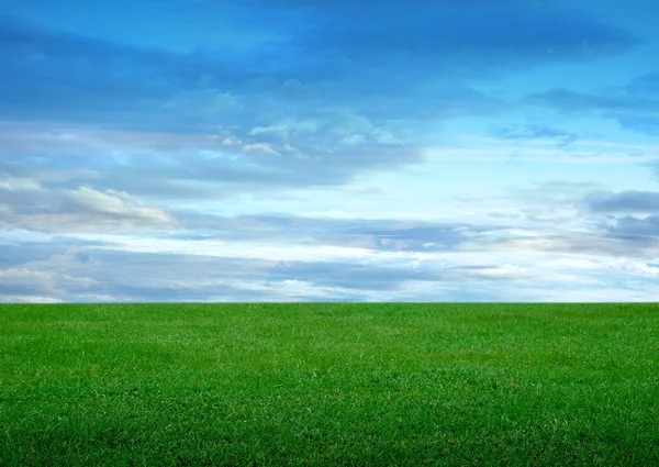 Campo de fútbol y hermoso cielo azul — Foto de Stock