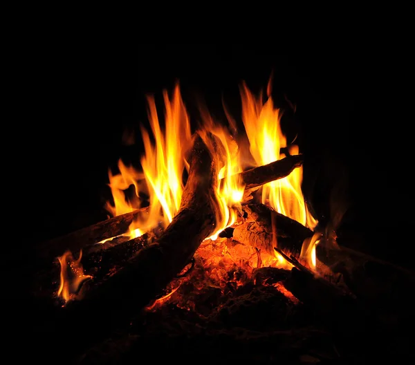밤에 모닥불의 불꽃 — 스톡 사진