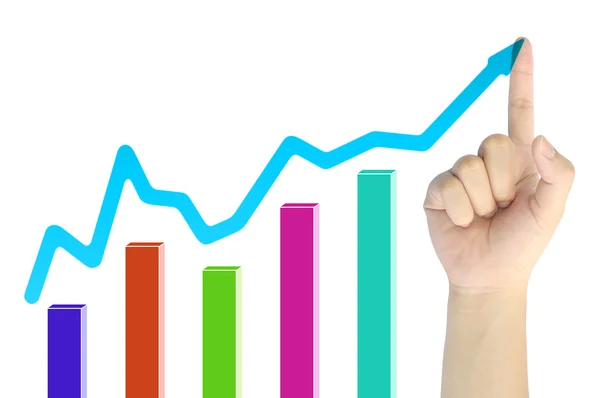 Hand trycka ett business diagram på ett gränssnitt pekskärm — Stockfoto