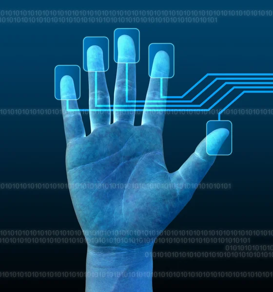 Scanning of finger on a touch screen interface — Stock Photo, Image