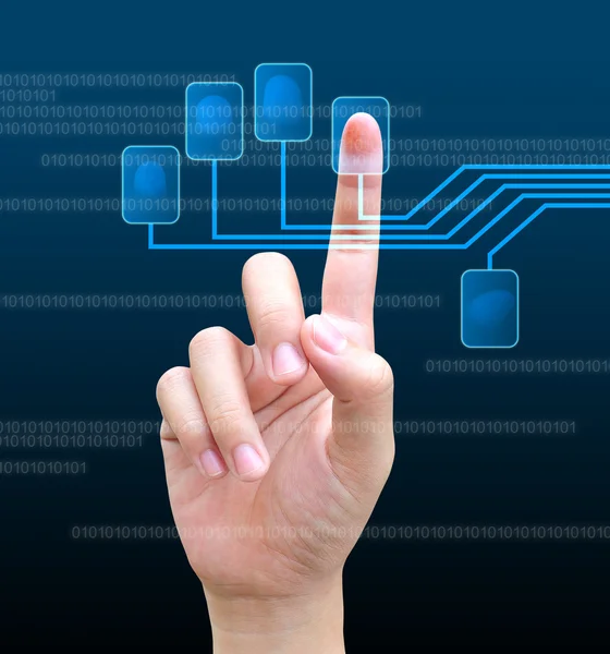 Numérisation du doigt sur une interface tactile — Photo