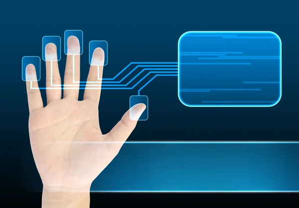 Scanning of finger on a touch screen interface — Stock Photo, Image