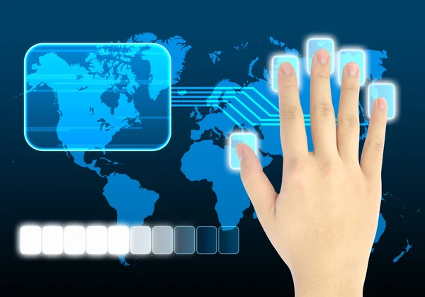 Skenování prstu na rozhraní dotykové obrazovky — Stock fotografie
