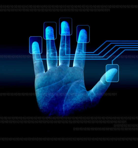 Scanning of finger on a touch screen interface — Stock Photo, Image