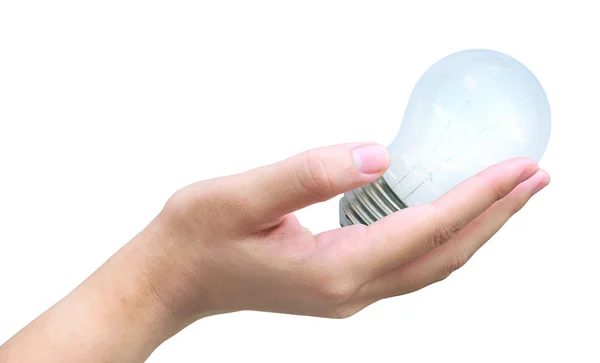 Light bulb in women hand — Stock Photo, Image