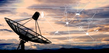 üzerinde sky uydu çanak antenler