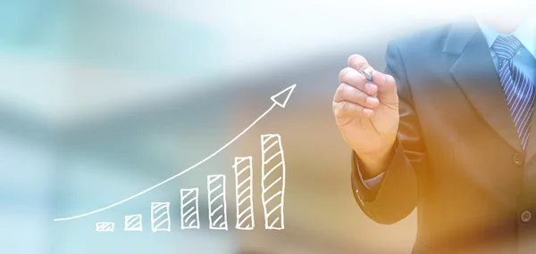 işadamı el iş grafik bir dokunmatik ekran Inte yazma