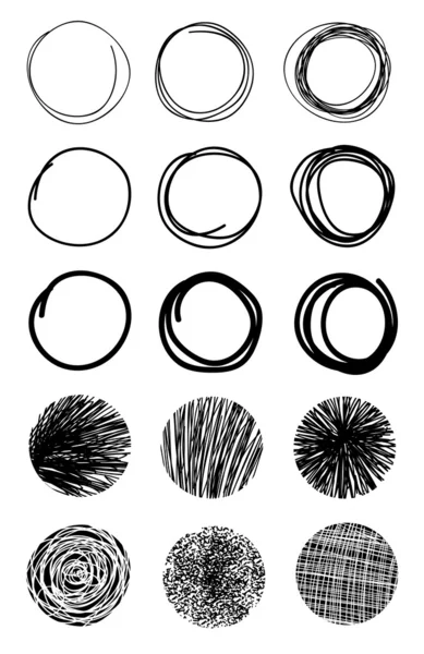 Circles de gribouillage dessinés à la main.Eléments de conception Eps 10 — Image vectorielle